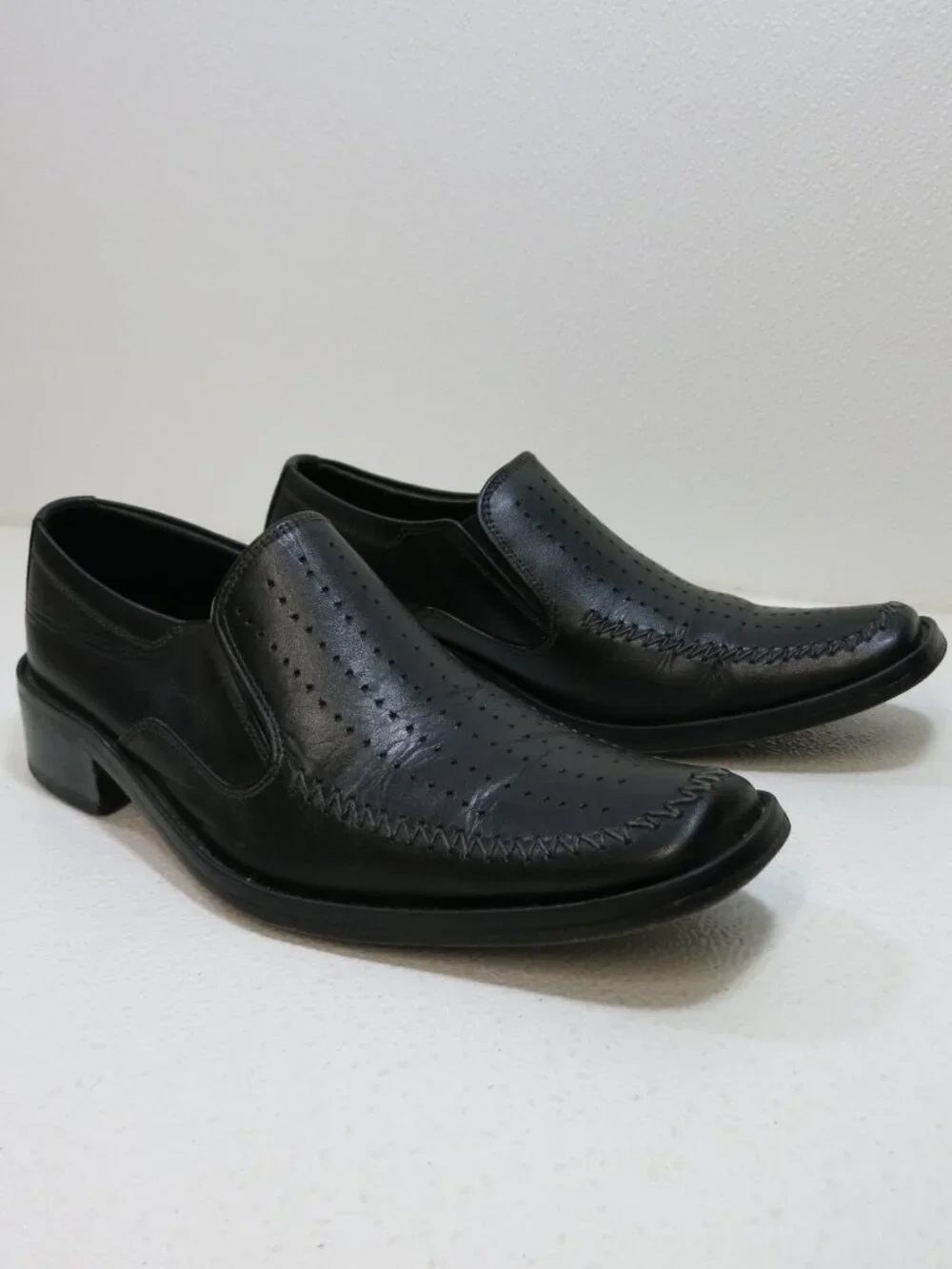 Foot Fellow Black Leather Comfort Dress Men's Footwear Loafers Shoes 7 M